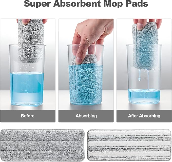 JOYMOOP Microfiber Mop Replacement Pads, 4-Pack 13" × 4.9", Dual Grey & Stripe Pads for Wet & Dry Cleaning, Compatible with Microfiber Flat Mop Heads, Machine Washable, Durable and Scratch-Free