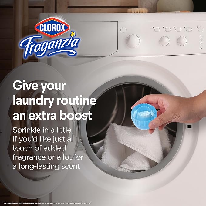 Clorox Fraganzia Laundry Scent Booster Crystals, In-Wash Fragrance Beads for Fresh-Smelling Clothes & Linens, Safe for All Fabrics & Colors, Linen Scent, 18 Oz, 2 Pack