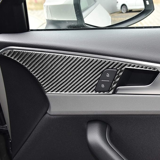 Real Carbon Fiber Trim for Audi Accessories | for B9 A4 S4 A5 S5 2020-2025 / RS5 2021-2025 Inner Door Handle Panel Interior Thick Overlay Decal - A