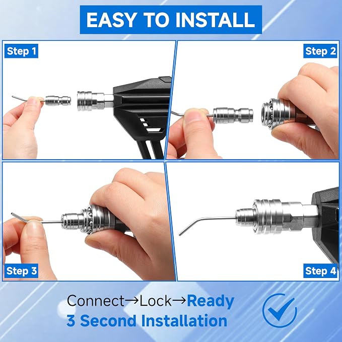 Pressure Washer Needle Nozzle Kit, 8 Pack, 2-4 GPM | Power Washer Needle Tips for Car, Washing Machine, AC Coil, Water Heater, Appliance Cleaning, 1/4” Quick Connect