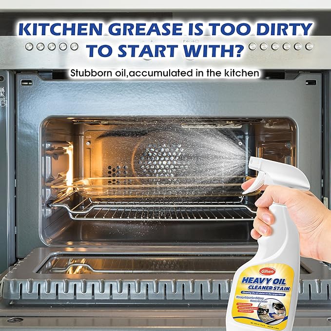 Heavy Oil Cleaner Stain - Effective Multi-Purpose Cleaner 17.6 oz, Includes Spray Bottle & Towel for Cleaning Kitchen, Oven, Stove, Range Hood, Sink