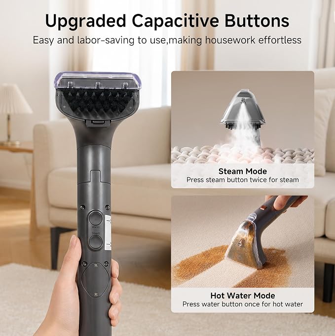 Uwant Portable Carpet Cleaner with Steam& Hot Water 18Kpa Upholstery Cleaner Machine for Pets with Cleaning Tools& Solution Carpet Steam Cleaner for set of 1 Cars,Couch,Furniture