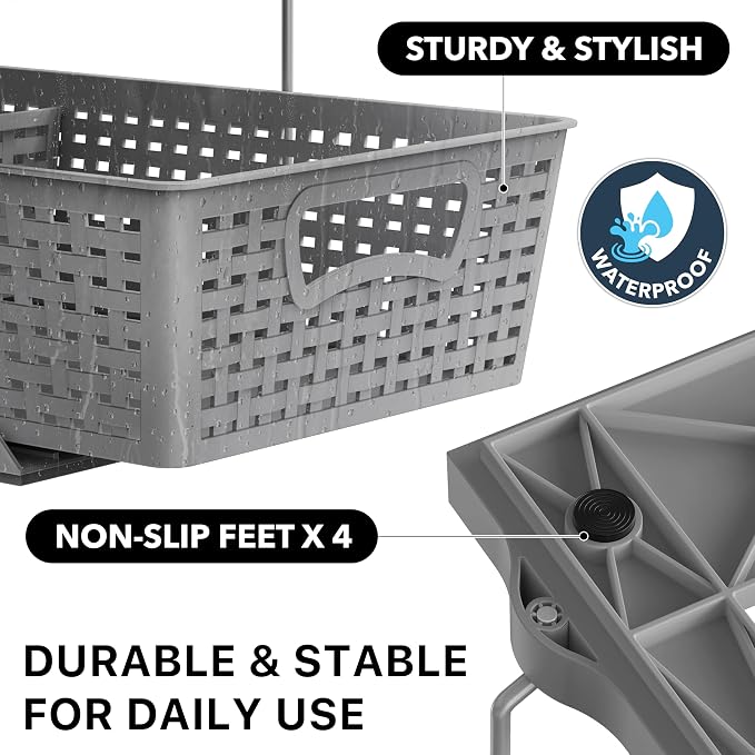 Simple Houseware 2 Tier Pull-Out Sliding Drawer Under Sink Storage, Gray | Great for Kitchen Bathroom Tray Shelf Organizer
