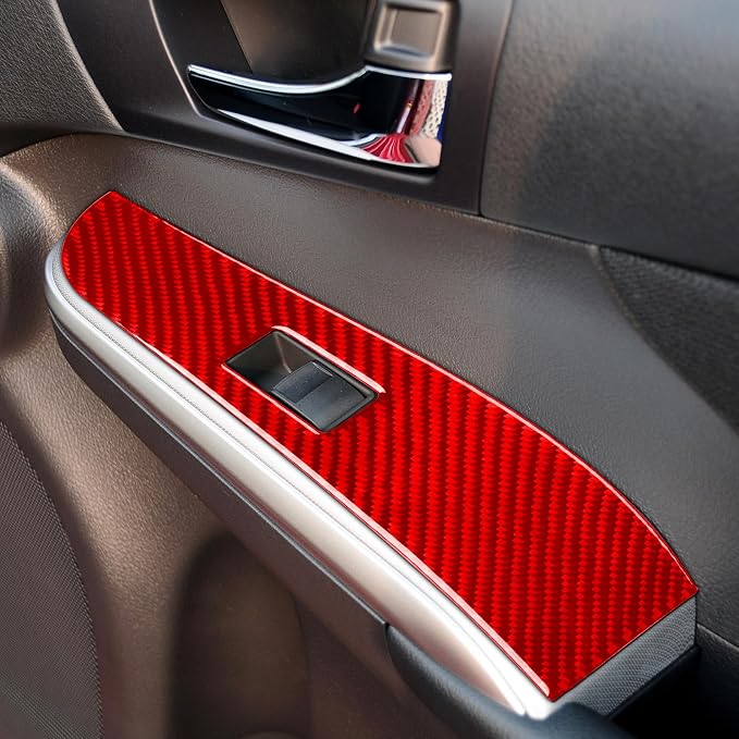 Real Carbon Fiber Trim for Toyota Camry Accessories | for 2012 2013 2014 Door Glass Lifting Control Panel Window Switch Panel Interior Thick Overlay Decal 4PCs