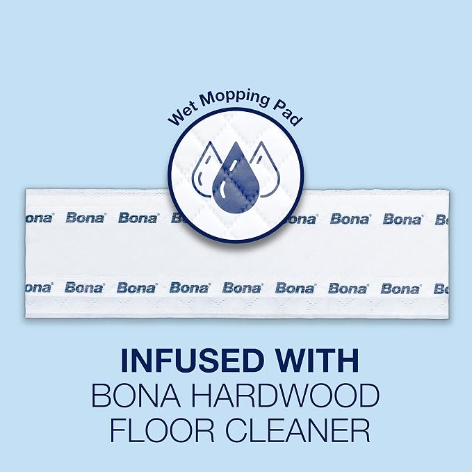 Bona Hardwood Floor Disposable Wet Cleaning Pads - 12 Pads per Pack - unscented - Use Mops - Residue-Free Floor-Cleaning Solution for Wood Floors,(Pack of 6)
