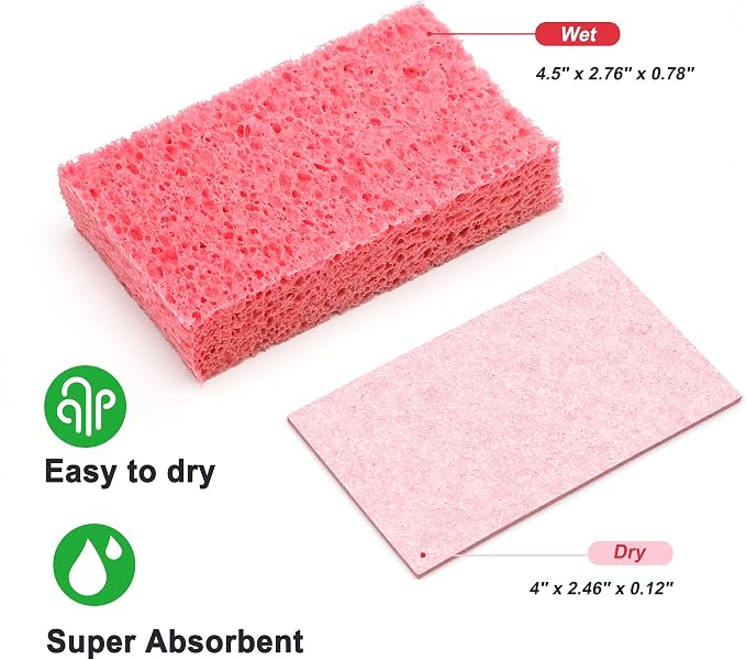 ARCLIBER Kitchen Sponge,Heavy Duty Color Cellulose Sponge,Clean Tough Messes Without Scratching (12 Pack)