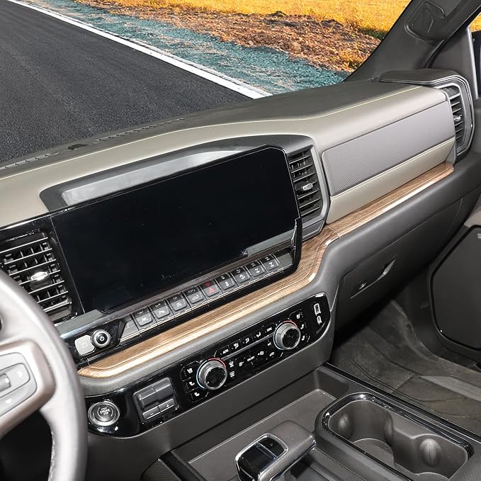 RT-TCZ for Silverado Dashboard Panel Trim Compatible with Chevy Silverado 2022 2023 Wood Grain Interior Accessories 2pcs