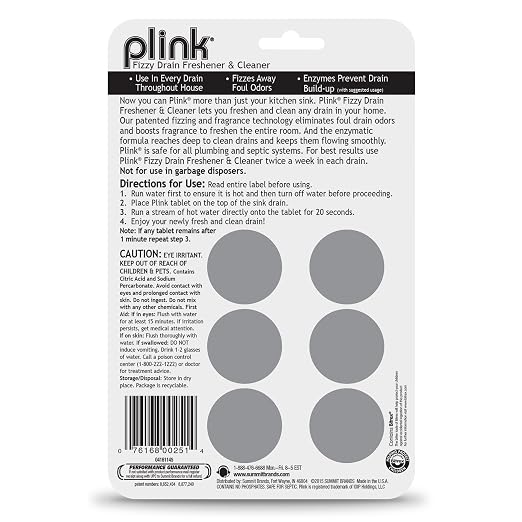 Plink PLM01B Garbage Disposal Freshener and Cleaner 4-Pack with Plink PDF01B Fizzy Drain Freshener and Cleaner Tabs
