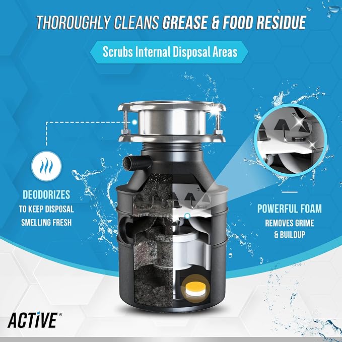 ACTIVE Washing Machine And Disposal Cleaning Tablets 48 Pack - Includes 12 Month Supply Garbage Disposer Freshener & Washing Machine Descaler Deep Cleaning Tablets - 48 Tablet Combo