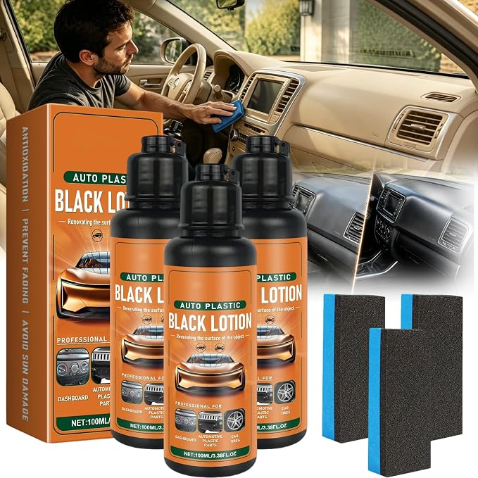 Auto Plastic Restorer Kit - Plastic Restorer Kit for Car, Auto Plastics Black Lotion (3PCS)