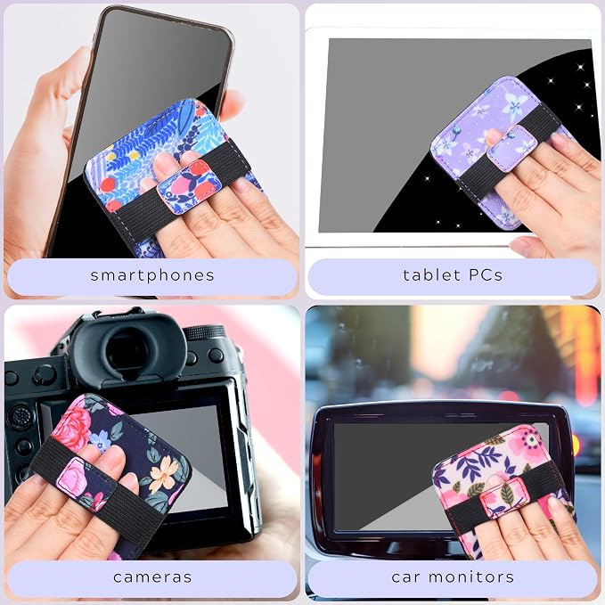 Eco-Fused 6X Screen Cleaning Pads - Gliiter Floral Microfiber Cleaning Cloth Pads - Screen Cleaner Screen Wipes for Electronics - Glasses Cleaning Cloths - Tablets, Laptops, Tv, Smartphones