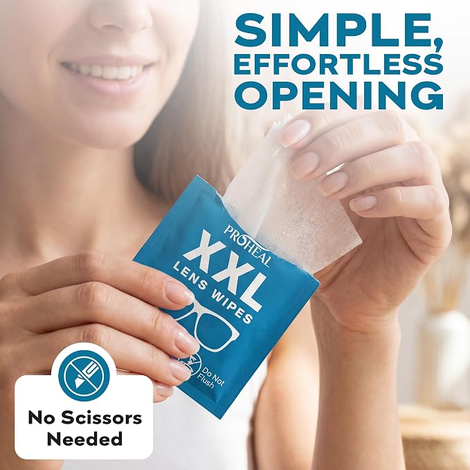 XXL Lens Wipes, 50 Count - 9.8"x6.7" Eye Glasses Cleaner Wipes for Lenses, Watches, Display Screens, and More - Cleans and Shines - Quick Drying, No Smear with Isopropyl Alcohol