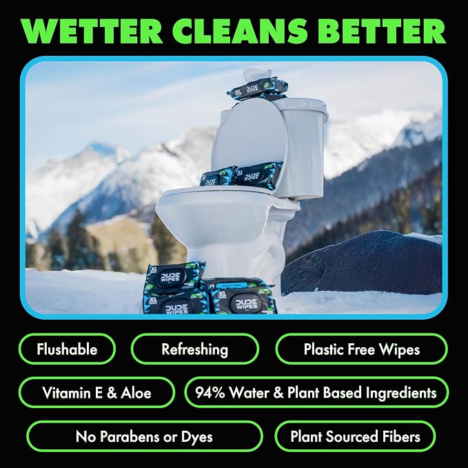 DUDE Wipes MentHOLE XXtreme Flushable Wipes - Menthol Infused Extra-Large Adult Wet Wipes - 1 Pack (48 Count), Travel Pack - Infused with Menthol for a Cooling Sensation - Septic and Sewer Safe