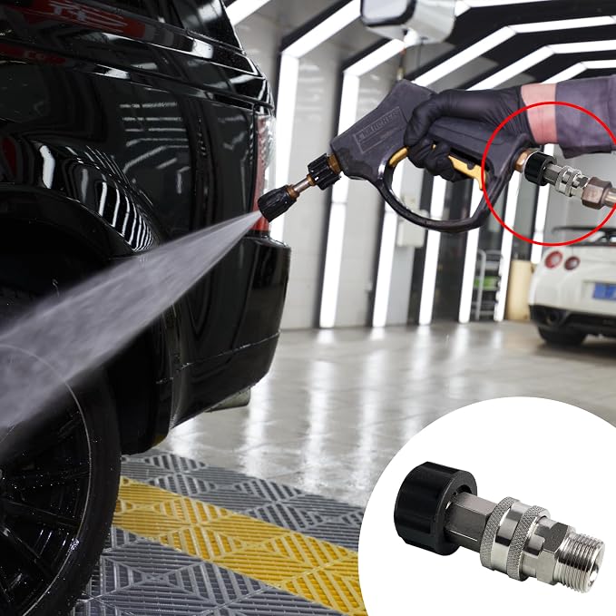 LIULO TOOL Pressure Washer Quick Connect Kit, Stainless Steel Quick Disconnect Kit, M22 14 mm Metric Male Thread Quick Connector, M22 Swivel to 3/8" Quick Connect (4 Pack)