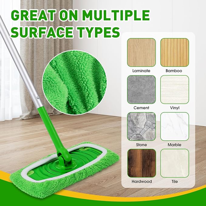12Pcs Reusable Microfiber Mop Pads Compatible with Sweeper Mops,Dry Sweeping Cloths & Wet Mopping Pads Refills,Washable Mop Pads for Floor Cleaning