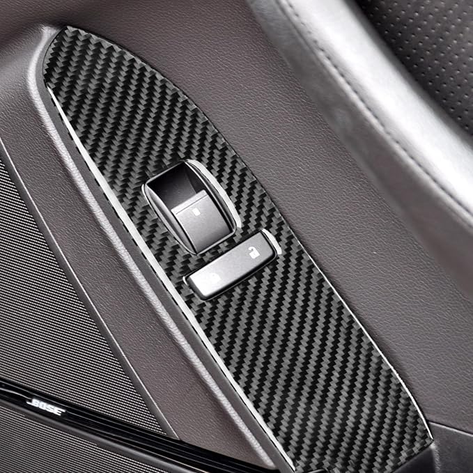 Car Window Lift Switch Panel Trim Real Carbon Fiber Compatible with Cadillac CTS 2008 2009 2010 2011 2012 2013 Interior Stickers Accessories