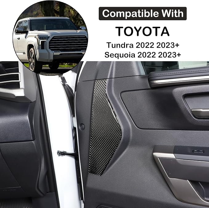 Aunginsy Car Inner Door Anti-Collision Cushion Protector Stickers Compatible with Toyota Tundra/Sequoia 2022 2023 2024 Truck Real Carbon Fiber Decorative Sticker Protection Cover Interior Accessories