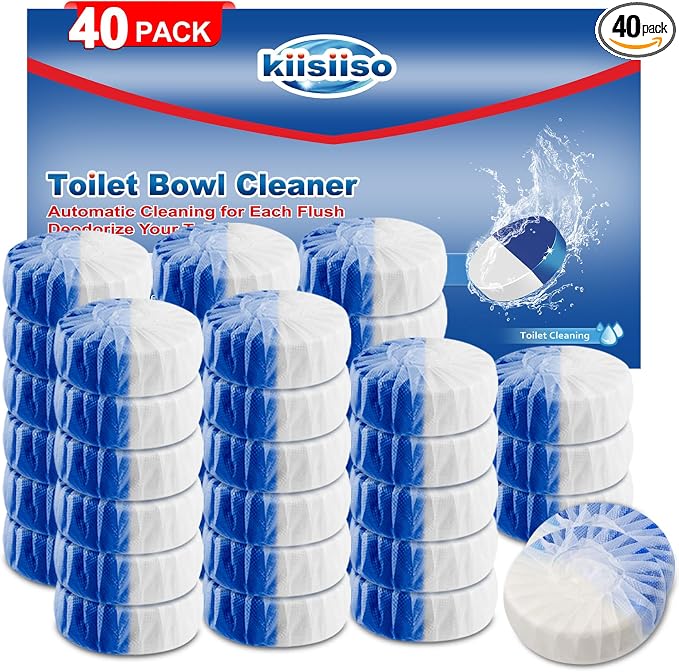 KIISIISO Toilet Bowl Cleaners 40 PACK, Long-Lasting Toilet Bowl Cleaner Tablets with Sustained-Release Technology Against Tough Stains,Automatic Toilet Cleaner for Deodorizing & Descaling