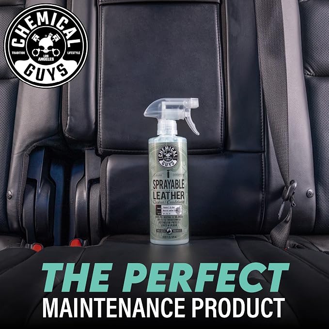 Chemical Guys SPI_103 Sprayable Leather Cleaner and Conditioner in One for Interiors, Apparel, and More (Works on Natural, Synthetic, Pleather, Faux Leather and More) Leather Scent, 128 fl oz (1 Gal) | One-step spray cleans and nourishes leather, vinyl...