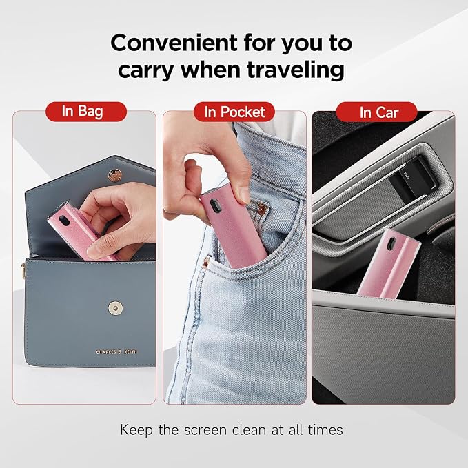 YTT Touchscreen Screen Cleaner Spray, for Phones iPad Car (Pink) | Protective Case, Two-in-One Spray & Microfiber Cloth, Streak-Free Finish, Ideal for Phone, Laptop, MacBook & Car Touchscreens