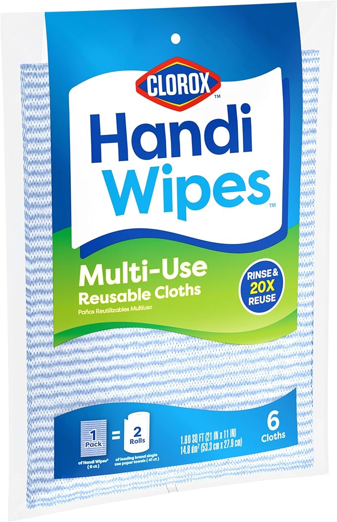Clorox Handi Wipes Multi Use Reusable Cloths, 6 Count (Package May Vary)