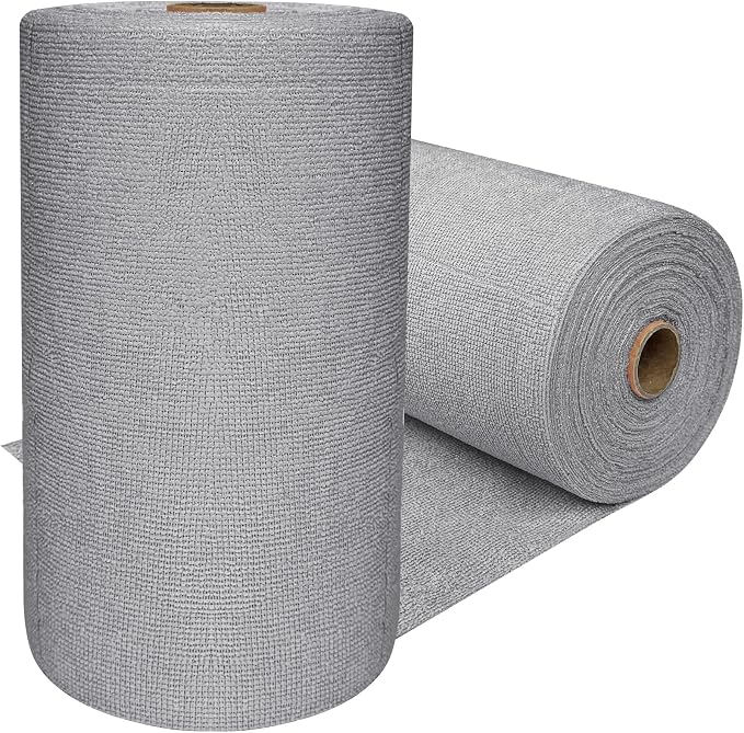 OJYUDD 75 Pack Microfiber Cleaning Cloth Roll,Reusable Tear Away Towels,Washable Ultra Absorbent Cleaning Rags for House,Car,Glass,Garage,Kitchen or Shop(Grey)