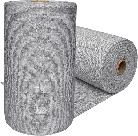 OJYUDD 75 Pack Microfiber Cleaning Cloth Roll,Reusable Tear Away Towels,Washable Ultra Absorbent Cleaning Rags for House,Car,Glass,Garage,Kitchen or Shop(Grey)