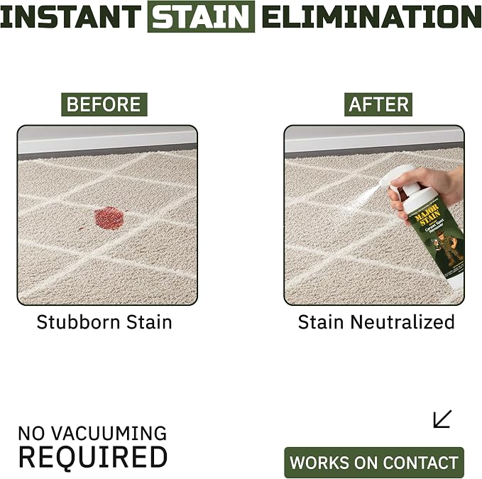 Major Stain Carpet Stain Remover Spray 32oz (2 Pack) – Powerful Cleaner & Spot Remover for Upholstery, Rugs & Fabric – Removes Wine, Coffee, Grease & Food Stains – Fragrance Free
