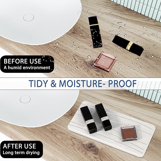 3PCS Water Absorbing Stone Tray, Fast Drying Stone Sink Tray, Stones Soap Trays, Water Absorbent Diatomite Trays, Diatomite Coasters for Kitchen Sink Bathroom Counter, Hand Soap Dish & Holders