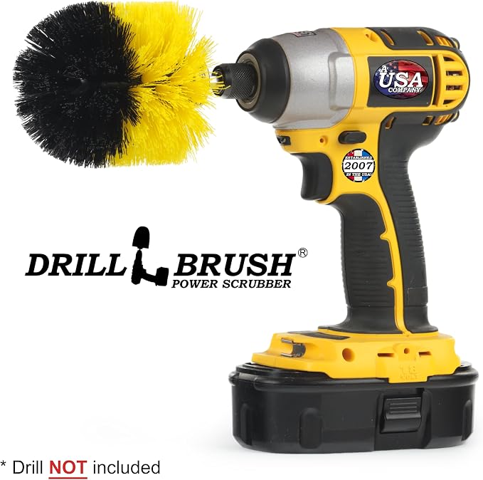 Bath Mat - Bathtub - Sink - Toilet - Bidet - Flooring - Grout Cleaner | Drill Brush - The Original Drillbrush Power Scrubber - Bathroom Accessories - Shower Cleaner - Scrub Brush - Shower Curtain