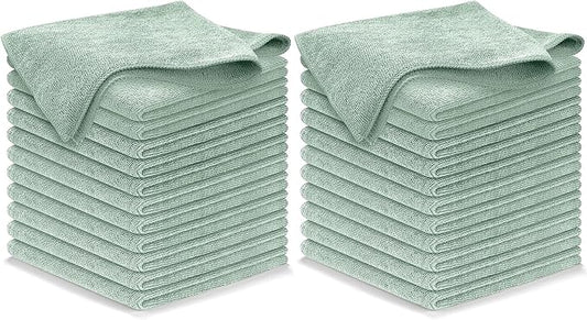 USANOOKS Microfiber Cleaning Cloth - Sea Green - 24Pcs (12.5x12.5 inch) High Performance - 1200 Washes, Ultra Absorbent Car Towel Traps Grime & Liquid for Streak-Free Mirror Shine - car Washing Cloth