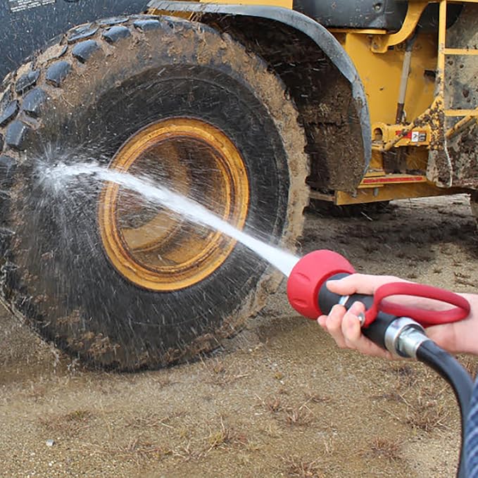 Gilmour Pro Twist Hose Nozzle, Fireman Hose Nozzle for Cleaning and Watering, Heavy Duty Garden Hose Nozzle with Adjustable Spray Pattern, Red