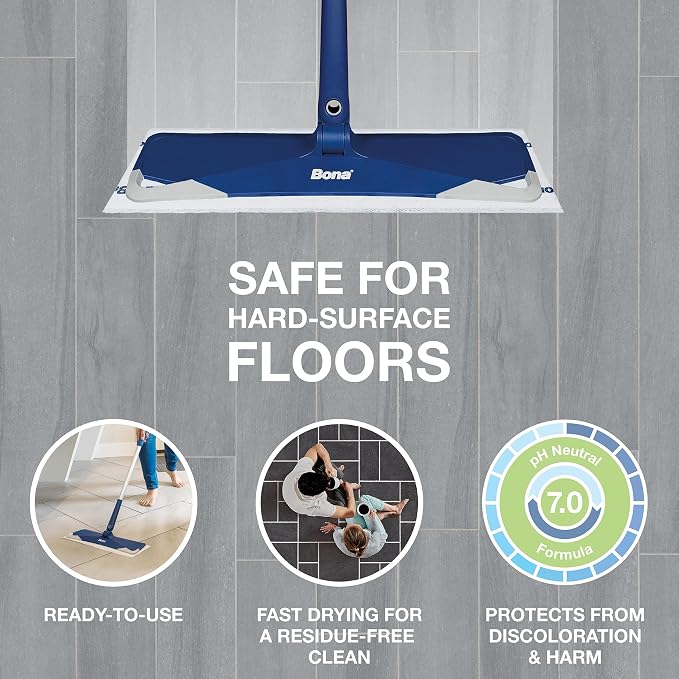 Bona Multi-Surface Floor Disposable Wet Cleaning Pads - Residue-Free Floor Cleaning Solution for Stone, Tile, Laminate, and Vinyl Floors - 12 Count (Pack of 2)