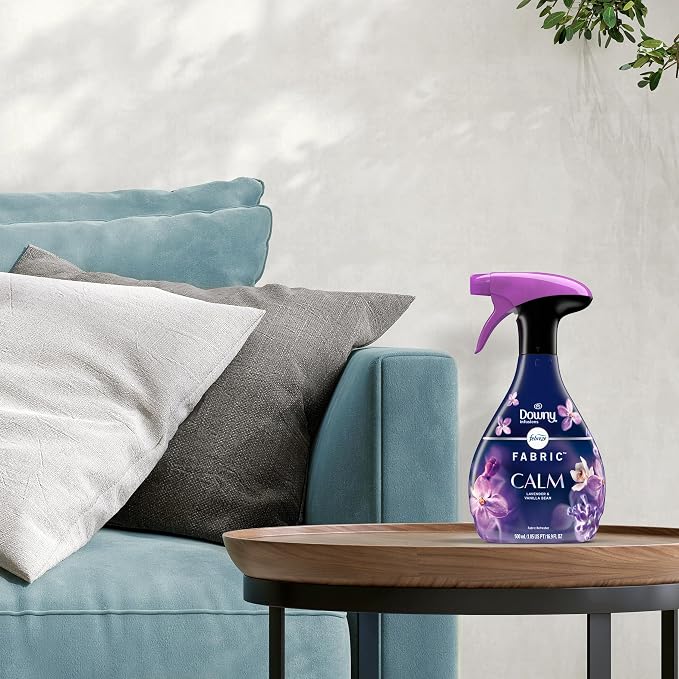 Febreze Fabric Spray & Carpet Heavy Duty Odor Fighter, Fabric Refresher, Multi-Use Deodorizer, Sneaker Balls Alternative, Couch & Linen Spray, Downy Calm & Rainforest Scents, 16.9oz, 2ct (1 of each)