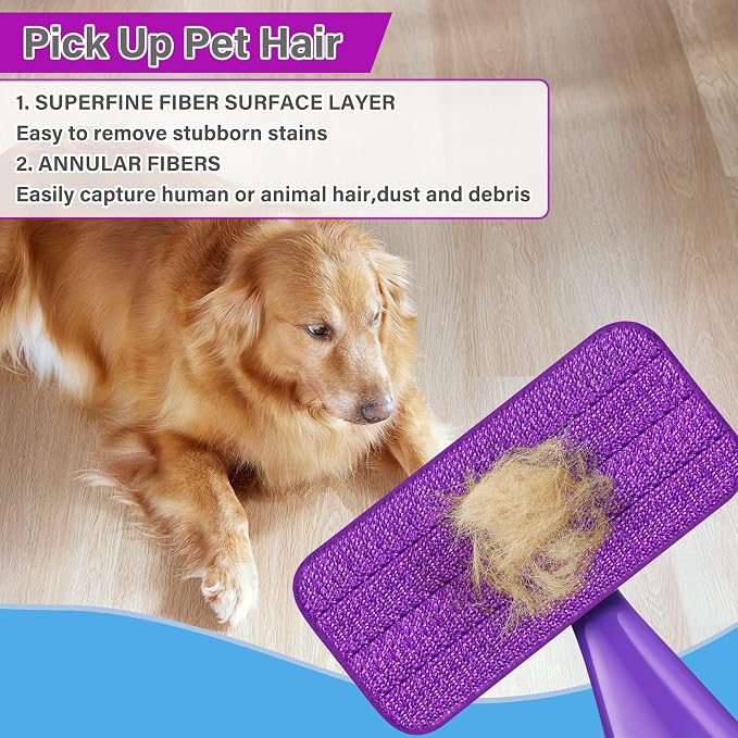 Reusable Mop Pads for Swiffer WetJet, Wet Pads Refills for 12'' Spray Mop, Microfiber Refill Machine Washable Up to 100+ Floor Cleaning for All Kinds of Floor Types, 7 Pack