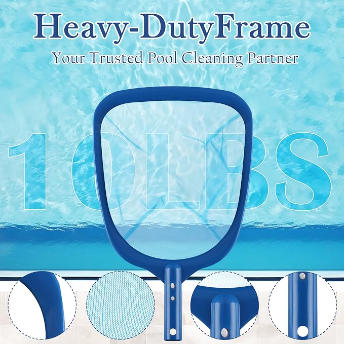 Sunnyglade Swimming Pool Cleaner Supplies/Professional Heavy Duty Pool Leaf Rake Fine Mesh Frame Net/Cleaning Leaf Skim Net (16.8x10.5in)