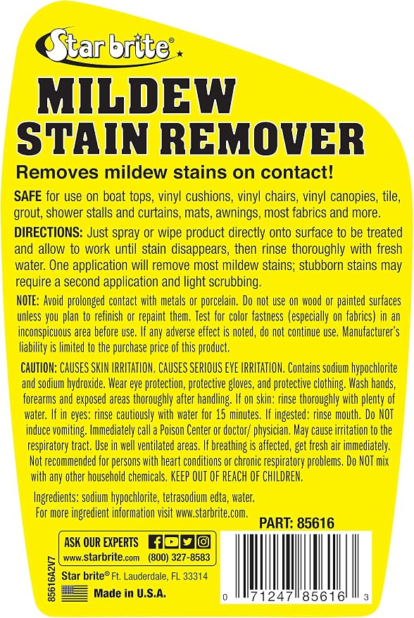 STAR BRITE Mold Stain & Mildew Stain Remover + Surface Cleaner with BUFFERED-BLEACH TECHNOLOGY, 22 Fl Oz