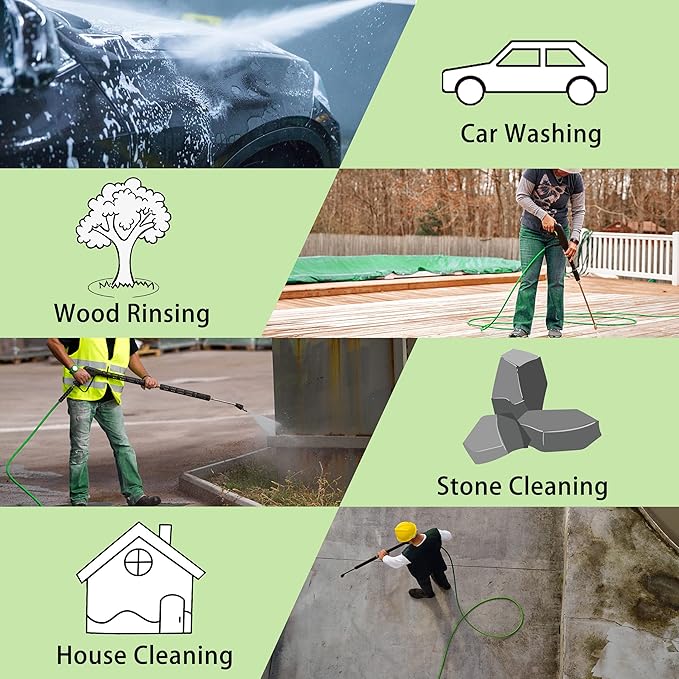 PWACCS Pressure Washer Hose 50 FT x 1/4", Power Washer Hose Kink Resistant | Universal High-Pressure Washing Extension Hoses Replacement, Compatible with M22 Stainless Steel Fittings, 3600 PSI, Green