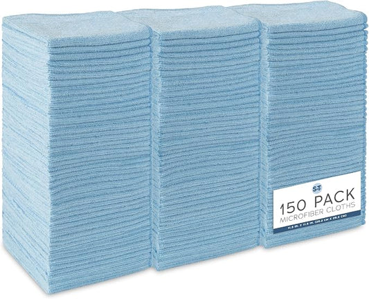 S&T INC. 150 Pack of Microfiber Cleaning Cloth, Bulk Microfiber Towel for Home, Reusable and Lint Free Cloth Towels for Car