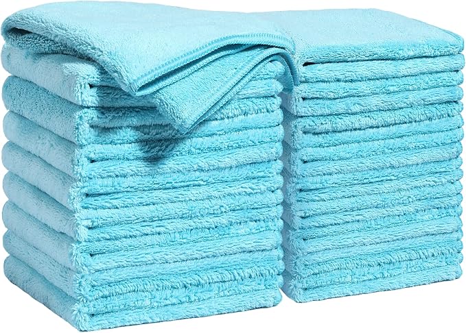 JOYMOOP Microfiber Cleaning Cloths Cyan, 11.8" x 11.8" Kitchen Towels – Reusable Cleaning Rags, Lint-Free, Super Absorbent Cleaning Cloths for Kitchen, Car, and Household Cleaning