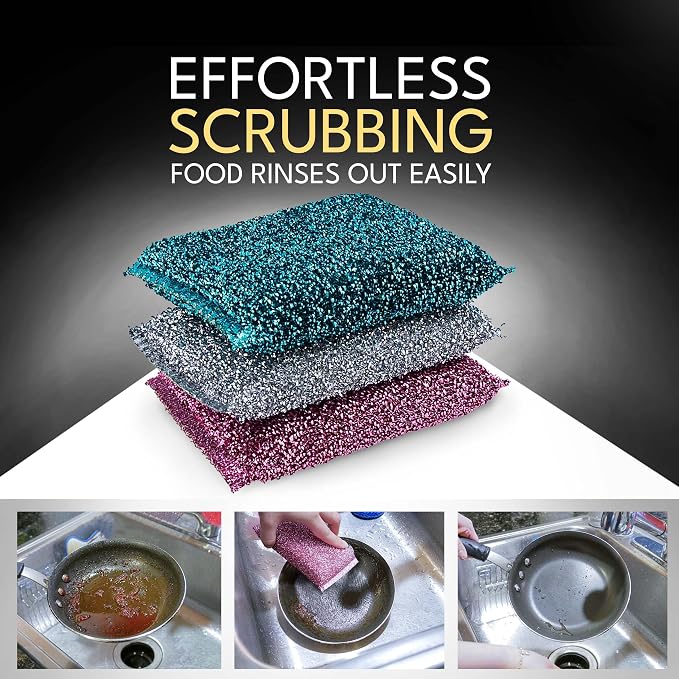 Dish Sponges for Kitchen(30 Pcs) Non-Scratch Scrub Sponges for Dishes, Pots, Pans, Glass, Stainless Steel & Nonstick Cookware–Odor-Resistant, Quick-Dry, Flexible, Durable & Reusable Cleaning Scrubbers