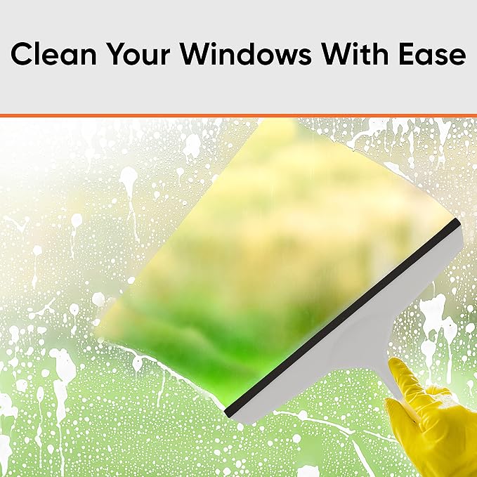 Superio Rubber Squeegee, 2 Pack, Streak Free All Purpose Window Squeegee, Comfort Grip Handle and Hanging Hook (Grey, 6 Inch- 10 Inch Set)