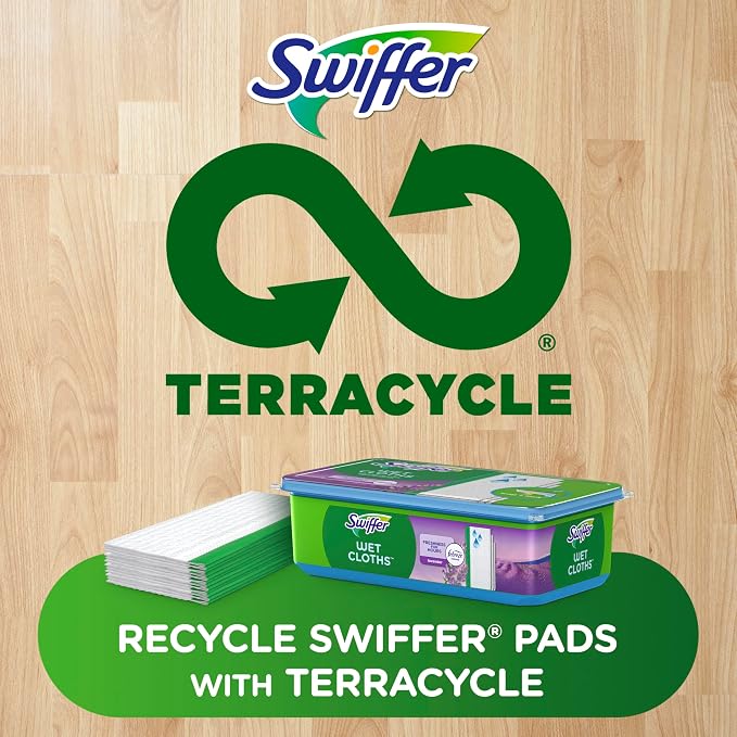 Swiffer Sweep + Mop, Wet Pads Refill, Floor Cleaner for Dirt, Dust, Hair, Cleaning Cloths for Mopping Home, Bathroom, Kitchen, All Purpose Multi-Surface Floor Wipes, Lavender, 12ct