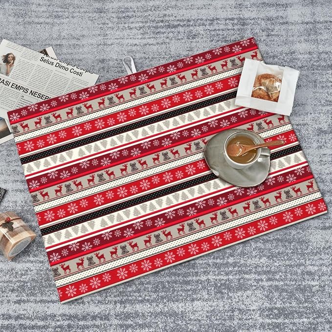 Christmas Dish Drying Mat for Kitchen Counter Cute Kitchen Christmas Dish Mat Microfiber Kitchen Countertop Absorbent Reversible Drainer Rack Pad