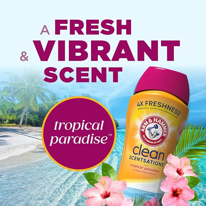 Arm & hammer In-Wash Scent Booster, Tropical Paradise, 24 oz | In-Wash Laundry Fragrance, Tropical Paradise Scent, Lasting Freshness for Clothes and Towels, Laundry Additive
