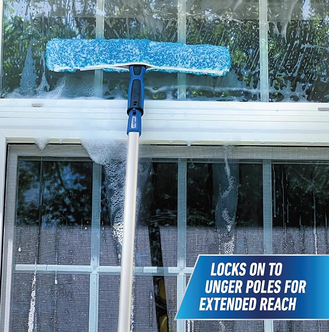 Unger Professional Connect and Clean 14" Window Scrubber Washer for Glass Cleaning, Commercial and Residential Washing, Multipurpose Tool, Gentle on Windows, Reusable Microfiber Sleeve (Pack of 6)