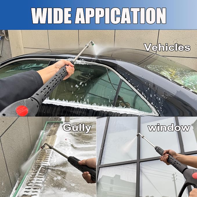 M MINGLE Replacement Pressure Washer Gun with Extension Wand, 30 Degree Curved Rod, M22 15mm or M22 14mm Fitting, 5 Nozzle Tips, 4000 PSI