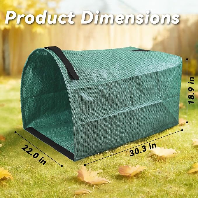 Reusable Leaf Bags 53 Gallon 2 Pack with Wide Opening | Foldable Garden Waste Bags for Lawn Cleanup, Holds Leaves, Grass Clippings and Yard Debris with Easy Storage Design