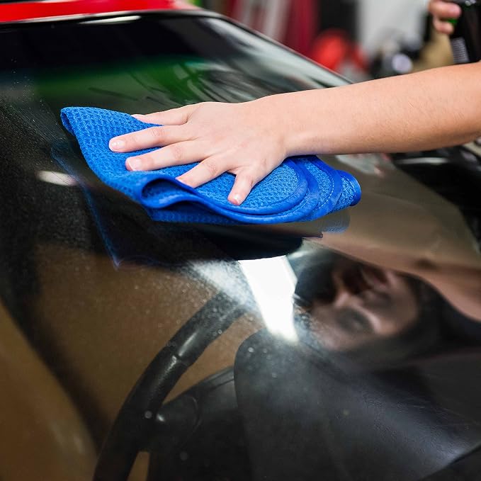 Chemical Guys, Waffle Weave Glass & Window Microfiber Towel, Blue, 24 x 16 | For streak-free cleaning on cars, home glass, windows and mirrors, 7x absorbent streak-free glass cloth