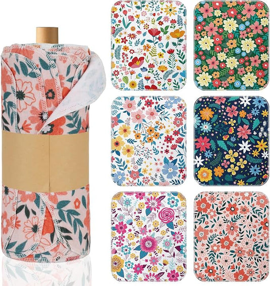 IANFEPH 36 Pack Reusable Paper Towels Roll, Washable Paperless Cotton Cloth Kitchen Towel 9.8" x 11" Absorbent Flannel Reusable Cleaning Dishcloth for Home Bathroom